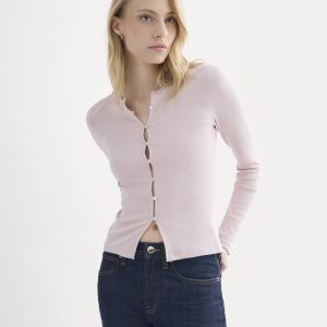 Luxe Rib Button-Up Top | Burnished Lilac