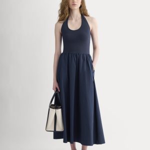 Halter Dress in Ultrasoft Cotton | Navy