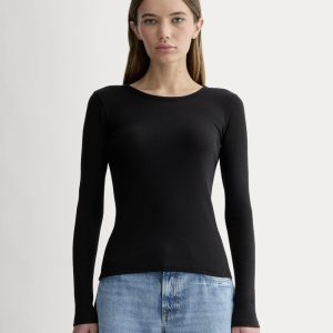 The Luxe Rib Long-Sleeve Crew | Black