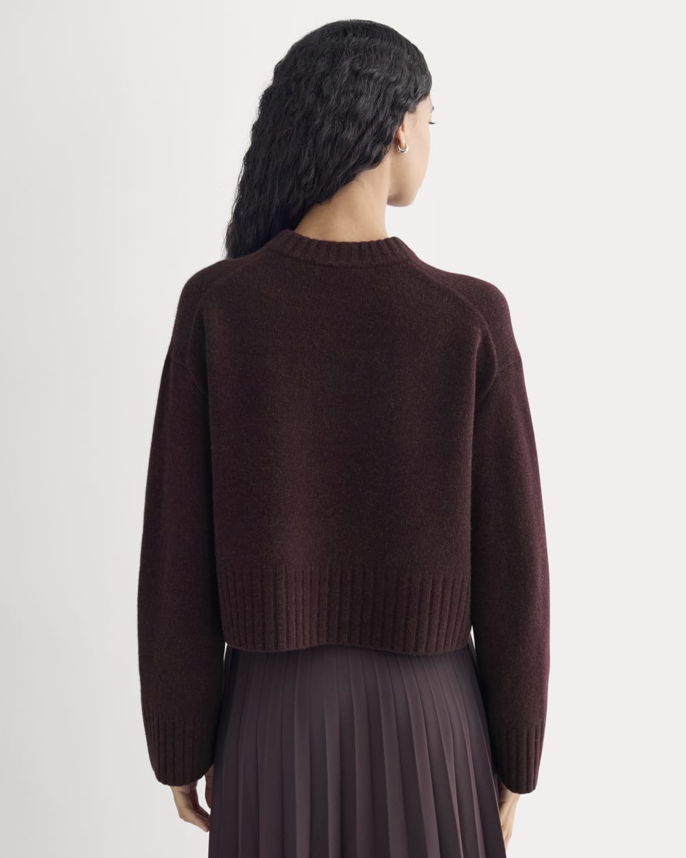 Cropped Boxy Crew in Luxe Merino | Heathered Winetasting - Image 5