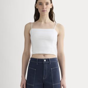 The Seamed Top in Stretch Linen | White