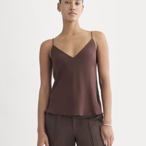 The Tie Back Cami in Washable Silk | Deep Plum