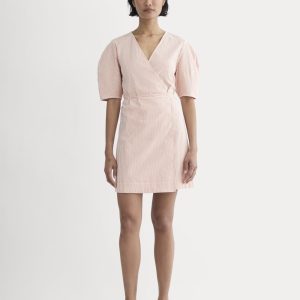 The Seersucker Mini Wrap Dress | Soft Orange