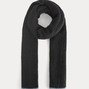 Plush Alpaca Scarf | Black/ Skyway