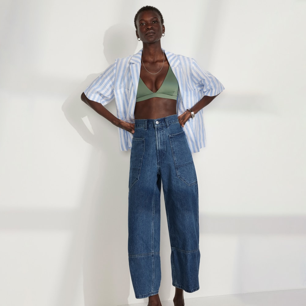 The Linen Workwear Shirt | Blue / White - Image 7