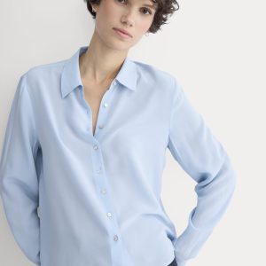 Shrunken Top in Washable Silk | Open Air Blue
