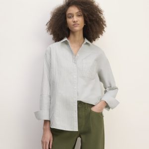 The Everlane x Marques' Almeida Patchwork Relaxed Shirt | Grey Stripe Patchwork