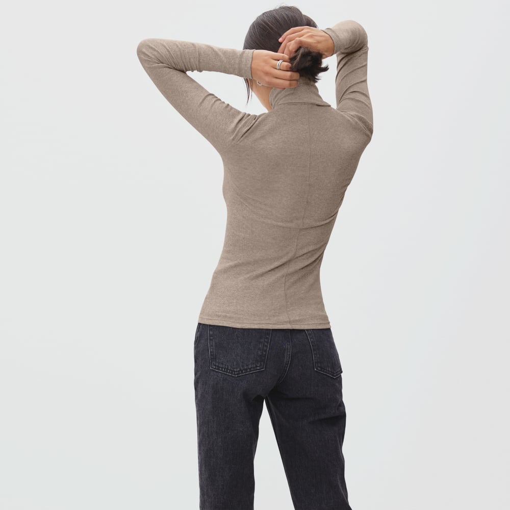 The Luxe Micro-Rib Turtleneck | Heathered Burnt Sugar - Image 4