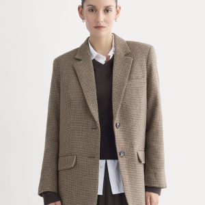 The Oversized Blazer in Wool | Brown Houndstooth