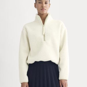 Reversible Teddy Half-Zip Pullover | Bone/Birch