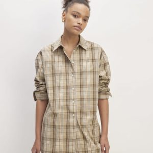 The Supima? Cotton Boyfriend Shirt | Pale Khaki Plaid