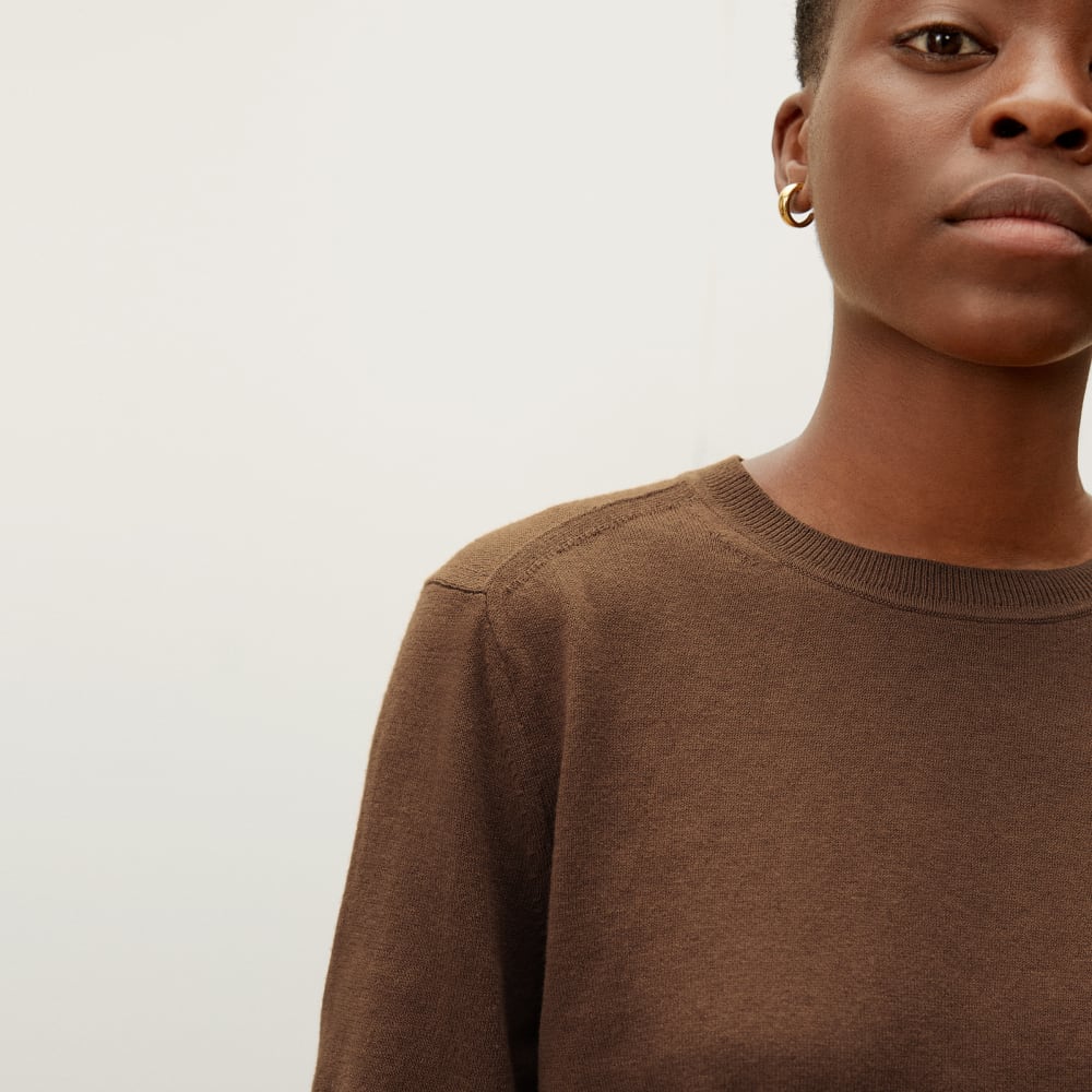 The Organic Cotton Crewneck Sweater | Dark Camel - Image 2
