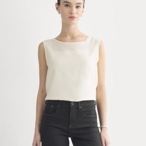 Sleeveless Top in Cotton-Silk Organza | Parchment