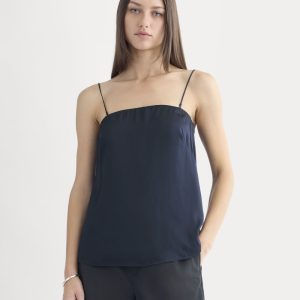 Thin Strap Cami in Silk Charmeuse | Navy