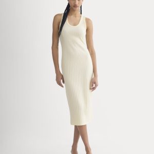 Scoop-Neck Midi Dress in Pointelle Knit | Lemon Icing