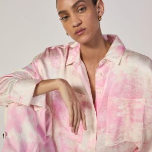 The Everlane x Marques' Almeida Satin Tie-Dye Shirt | Pink Tie-Dye