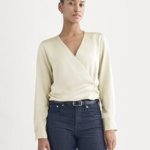 Wrap Top in Silk Charmeuse | Peyote