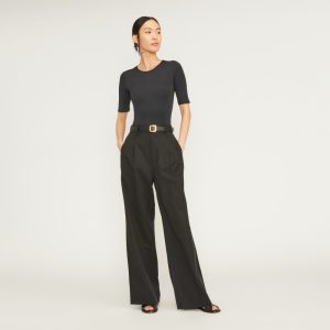 The Short-Sleeve Crew Neck Bodysuit | Black | Thong