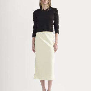 Slip Skirt in Silk Charmeuse | Bone