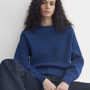 Cropped Ribbed Crew in Everyday Cotton | Estate Blue