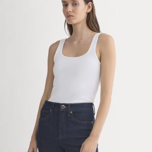 Scoop-Neck Tank in Pointelle | White
