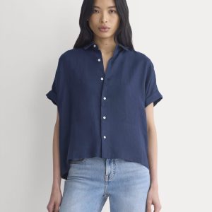 The Boxy Shirt in Linen | Navy