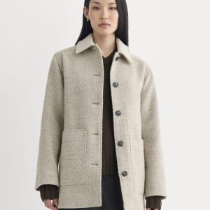 Italian Car Coat | Taupe Herringbone
