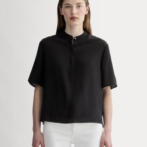 The Popover Top in Washable Silk | Black