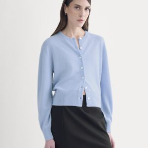 Cashmere Cropped Cardigan | Open Air Blue