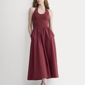 Halter Dress in Ultrasoft Cotton | Pomegranate