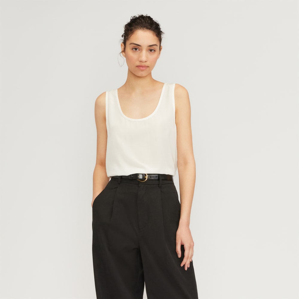 The Scoop Tank in Washable Silk | Off-White