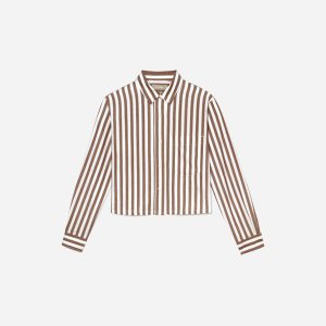 The Way-Short Shirt in Silky Cotton | Espresso / White