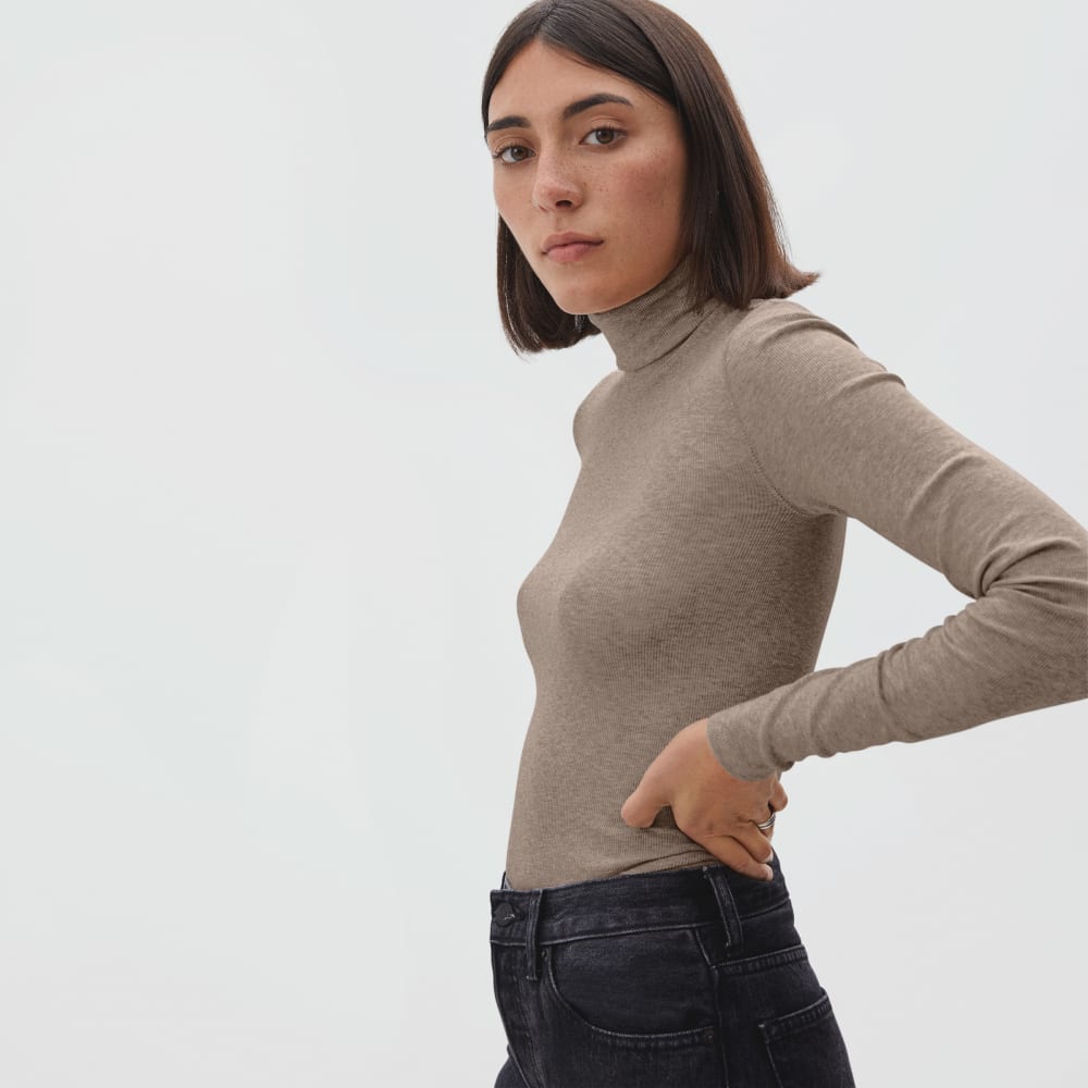 The Luxe Micro-Rib Turtleneck | Heathered Burnt Sugar - Image 2