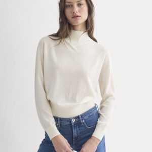 Mockneck Sweater In Ultrafine Merino | Bone