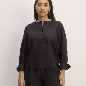 The Popover Shirt in Linen | Black