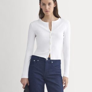 Cardigan in Pointelle | White