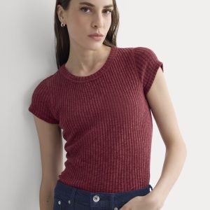 The Cozy Rib Tee | Pomegranate
