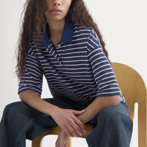 Pique Boxy Polo | Estate Blue/Henna/Gardenia