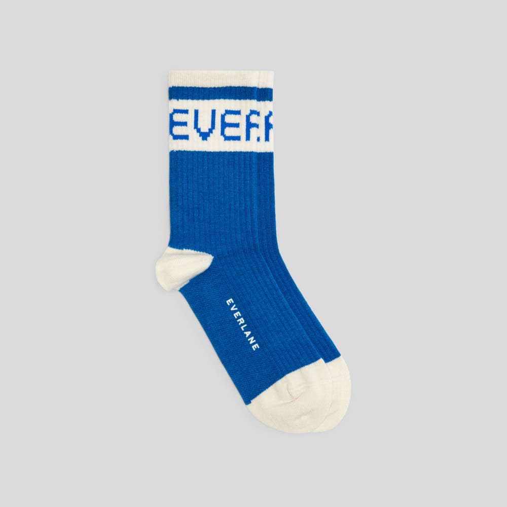 The Ribbed Sweater Sock | Lapis Blue / Canvas Tan