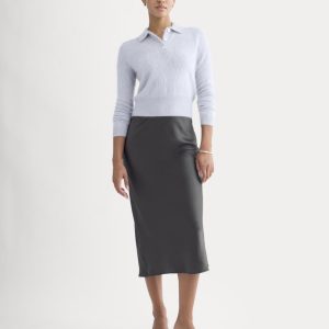 Slip Skirt in Silk Charmeuse | Graphite