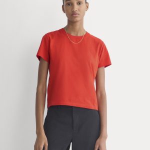 The Box-Cut Tee in Essential Cotton | Fiery Red | No Pocket