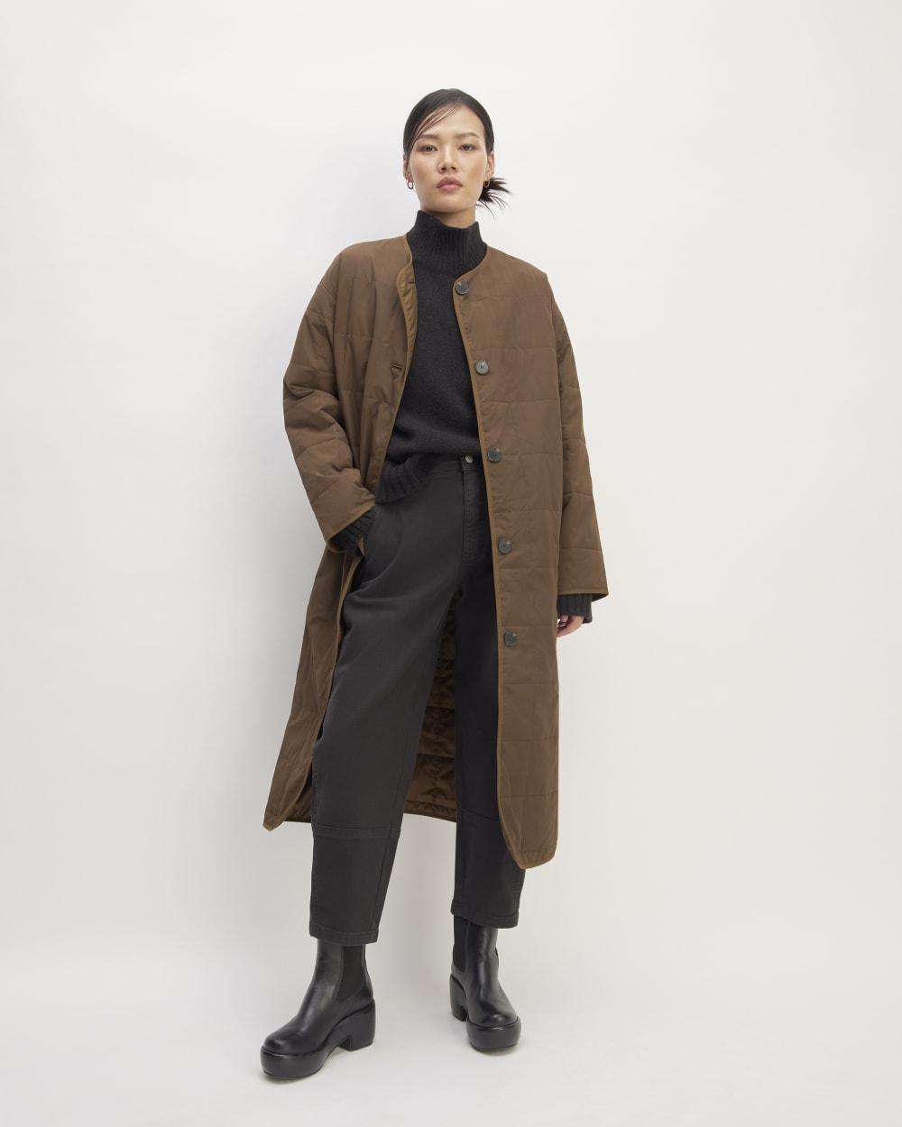 The ReNew Quilted Long Liner | Cocoa