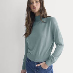 Mockneck Sweater In Ultrafine Merino | Gray Mist
