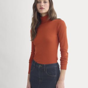 The Luxe Rib Turtleneck | Rust