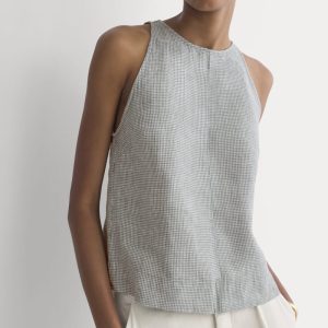 The Linen High-Neck Tank | Agave Green
