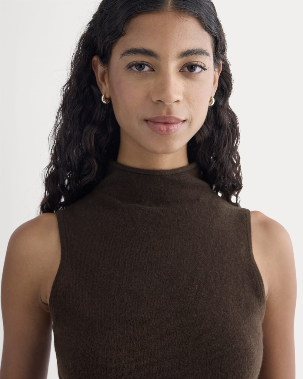 Cashmere Funnel-Neck Tank | Dark Chocolate - Image 4
