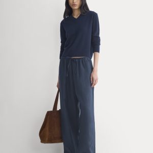 The Drawstring Pant in Linen | Navy
