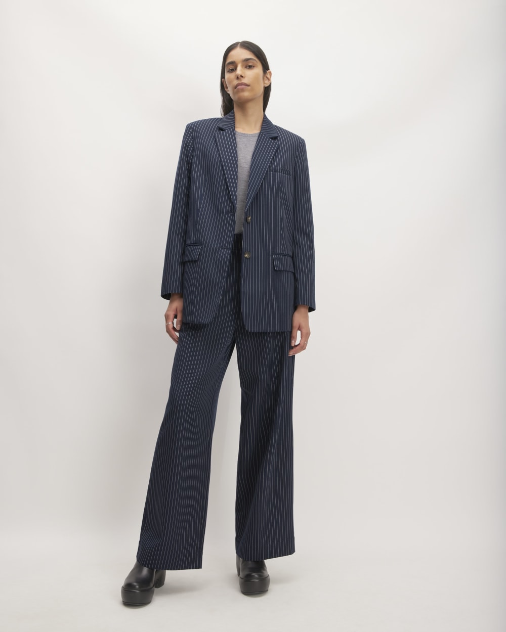 The Oversized Blazer in Buttersmooth | Navy / Bone - Image 3
