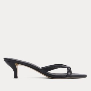 Sculpted Heel Sandal | Black Leather