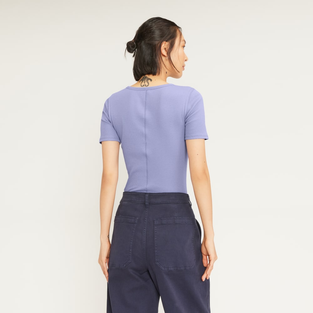 The Pima Micro-Rib Crew Tee | Cornflower Blue - Image 3